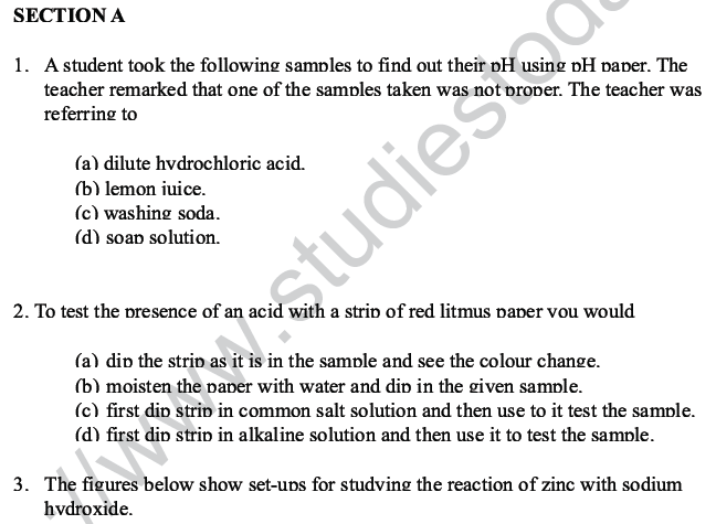 CBSE Class 10 Science MCQs Set 6, Multiple Choice Questions